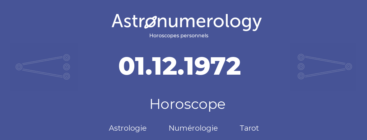 Horoscope pour anniversaire (jour de naissance): 01.12.1972 (1 Décembre 1972)