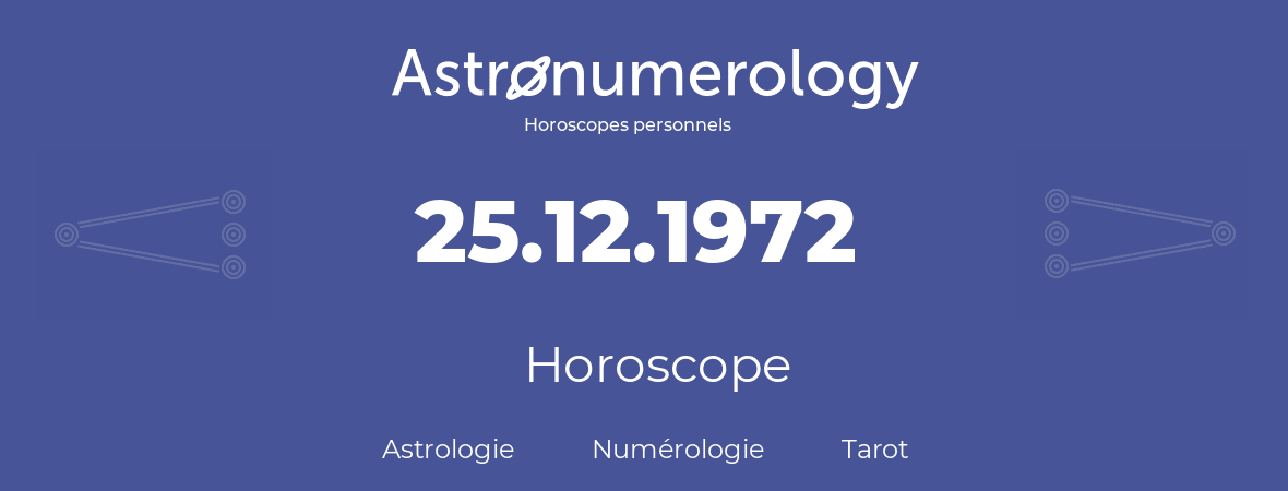 Horoscope pour anniversaire (jour de naissance): 25.12.1972 (25 Décembre 1972)