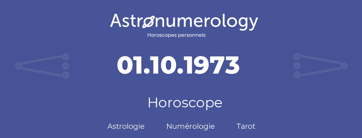 Horoscope pour anniversaire (jour de naissance): 01.10.1973 (1 Octobre 1973)