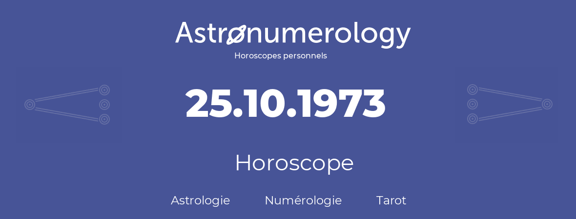 Horoscope pour anniversaire (jour de naissance): 25.10.1973 (25 Octobre 1973)
