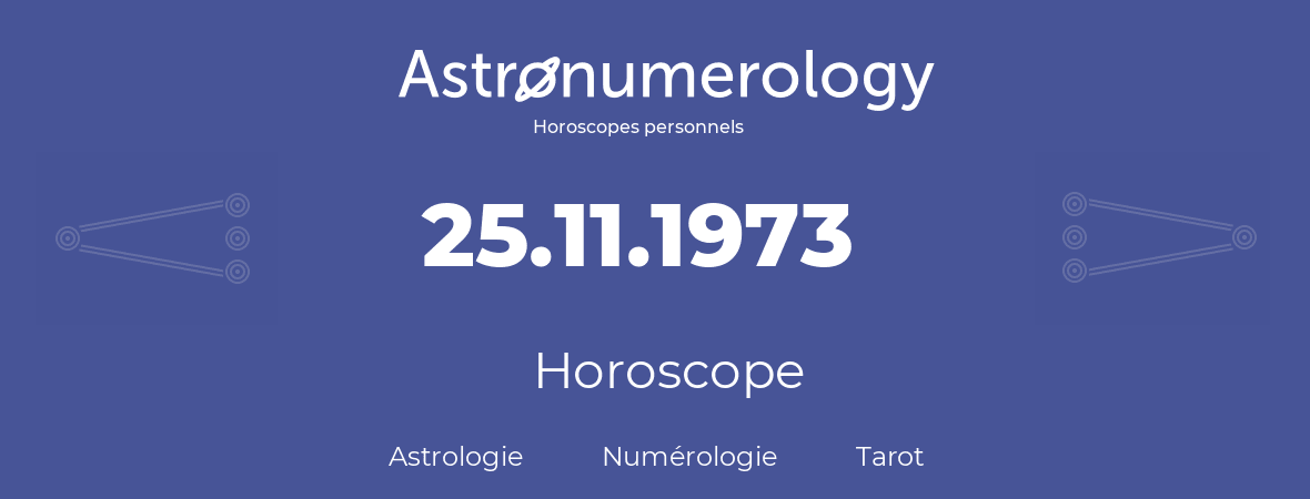 Horoscope pour anniversaire (jour de naissance): 25.11.1973 (25 Novembre 1973)