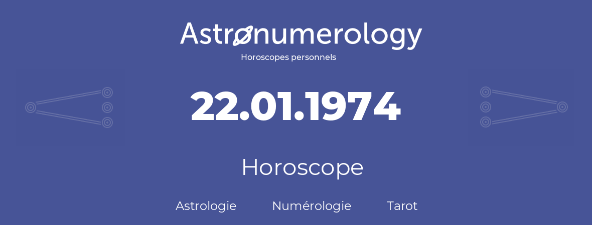 Horoscope pour anniversaire (jour de naissance): 22.01.1974 (22 Janvier 1974)