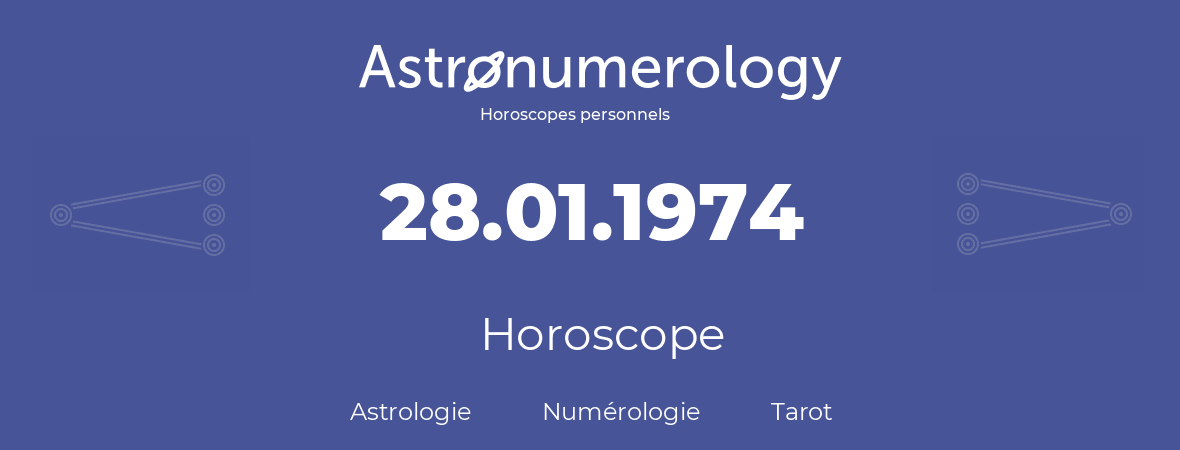 Horoscope pour anniversaire (jour de naissance): 28.01.1974 (28 Janvier 1974)
