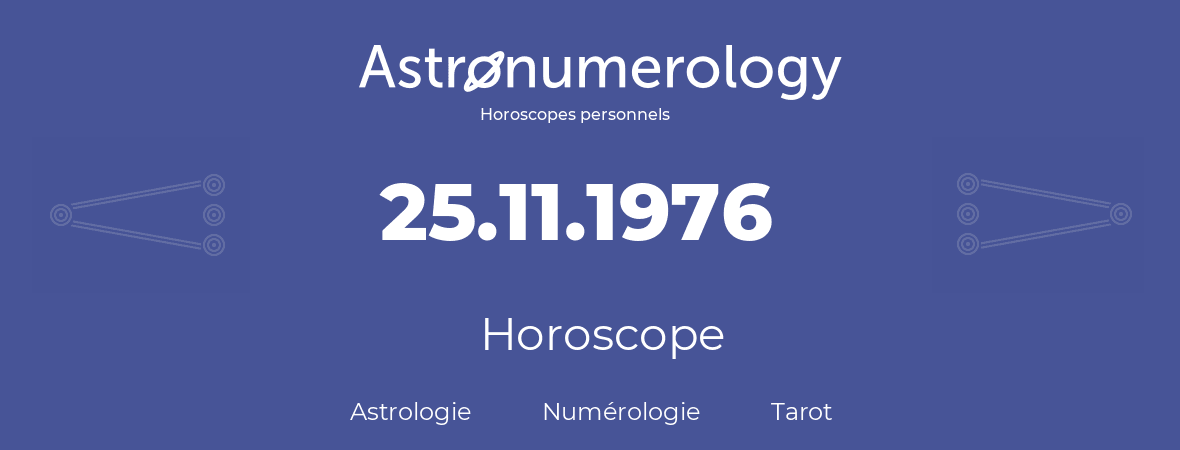 Horoscope pour anniversaire (jour de naissance): 25.11.1976 (25 Novembre 1976)