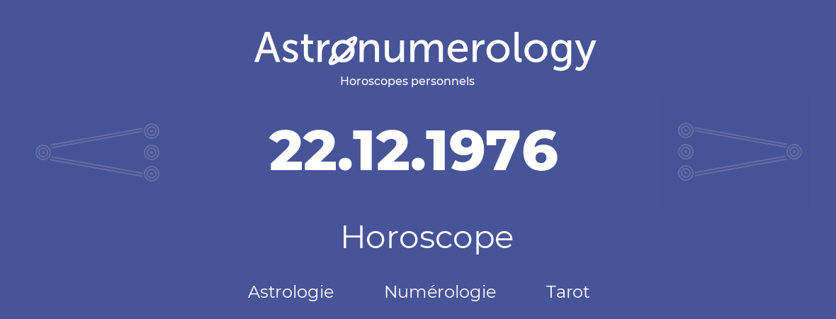 Horoscope pour anniversaire (jour de naissance): 22.12.1976 (22 Décembre 1976)