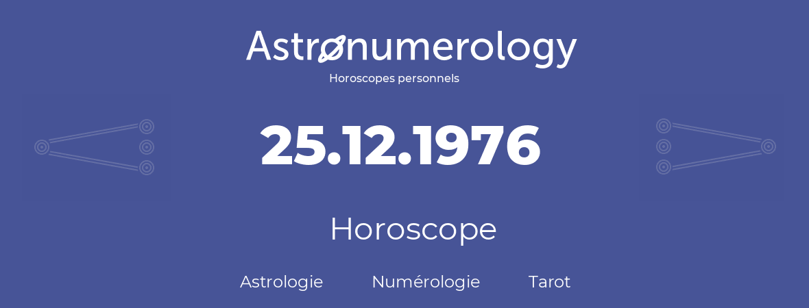 Horoscope pour anniversaire (jour de naissance): 25.12.1976 (25 Décembre 1976)