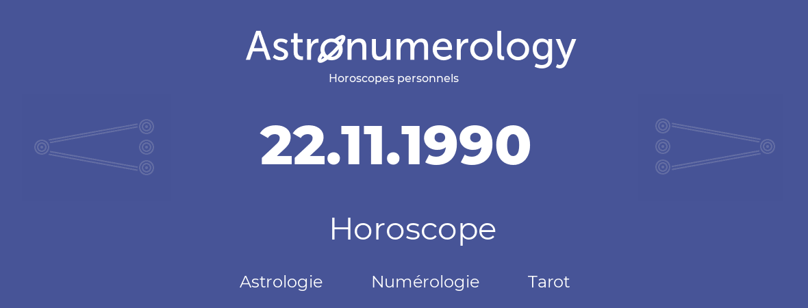 Horoscope pour anniversaire (jour de naissance): 22.11.1990 (22 Novembre 1990)
