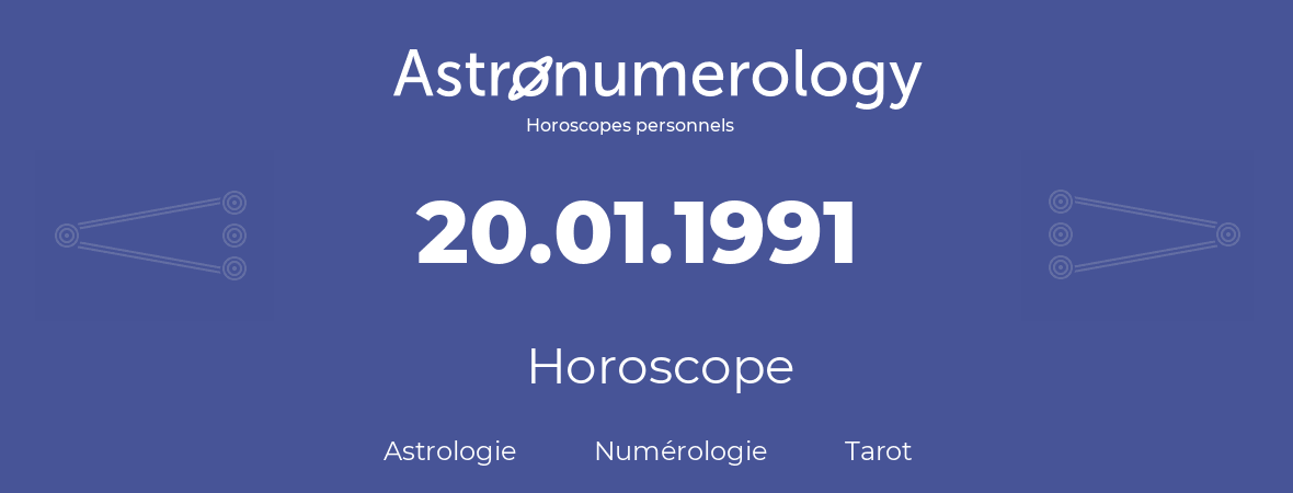 Horoscope pour anniversaire (jour de naissance): 20.01.1991 (20 Janvier 1991)