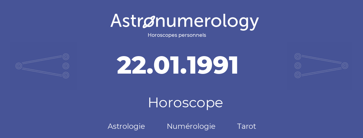 Horoscope pour anniversaire (jour de naissance): 22.01.1991 (22 Janvier 1991)