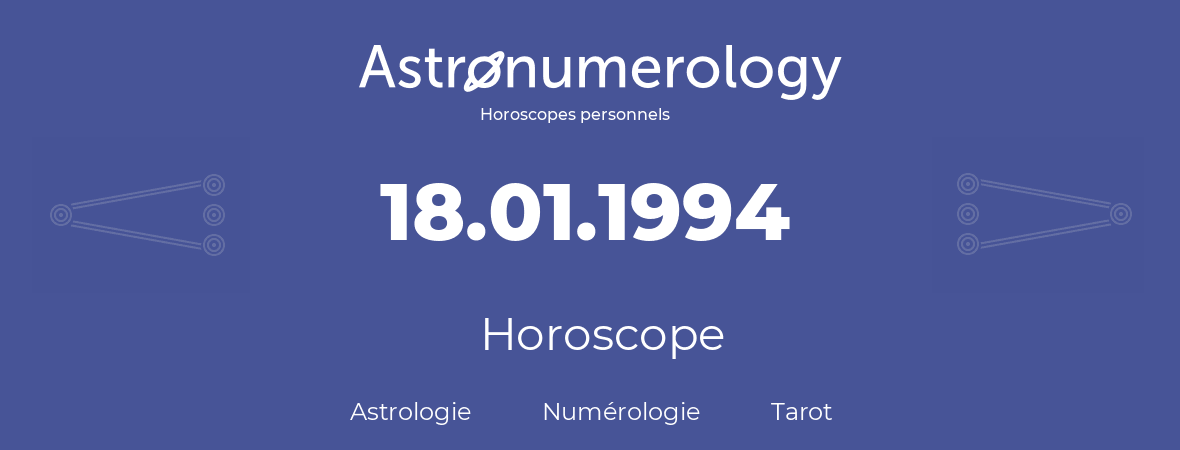 Horoscope pour anniversaire (jour de naissance): 18.01.1994 (18 Janvier 1994)