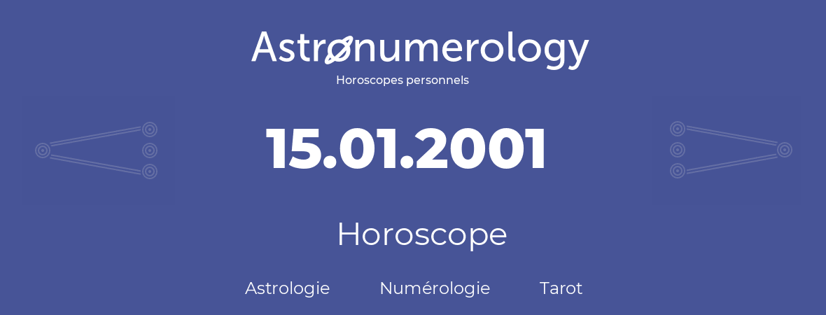 Horoscope pour anniversaire (jour de naissance): 15.01.2001 (15 Janvier 2001)