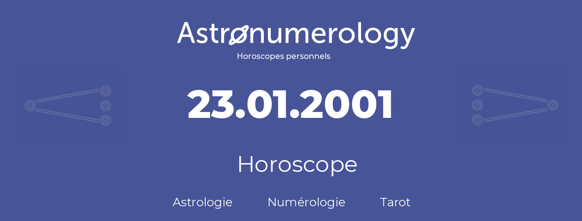 Horoscope pour anniversaire (jour de naissance): 23.01.2001 (23 Janvier 2001)