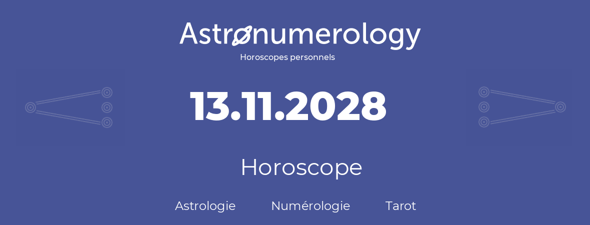 Horoscope pour anniversaire (jour de naissance): 13.11.2028 (13 Novembre 2028)
