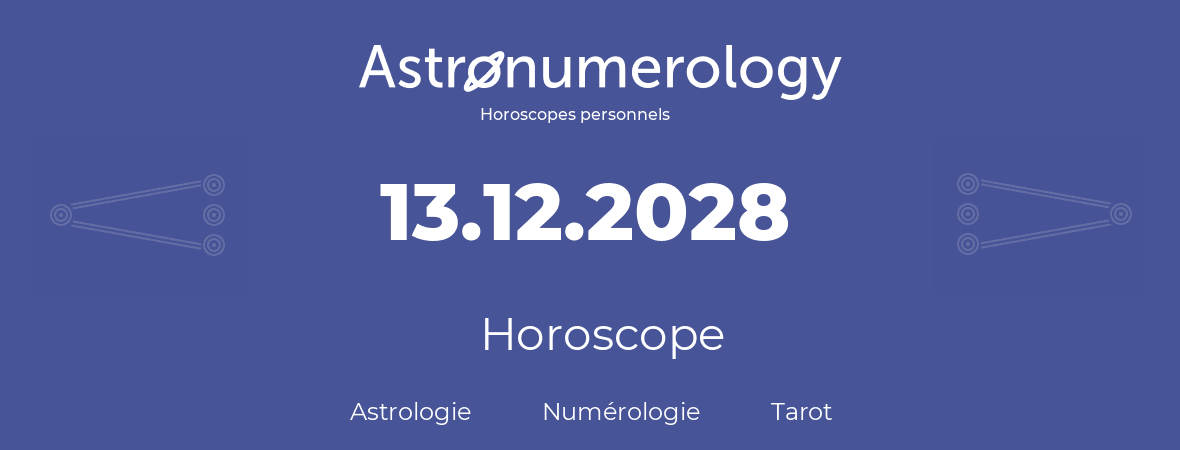 Horoscope pour anniversaire (jour de naissance): 13.12.2028 (13 Décembre 2028)