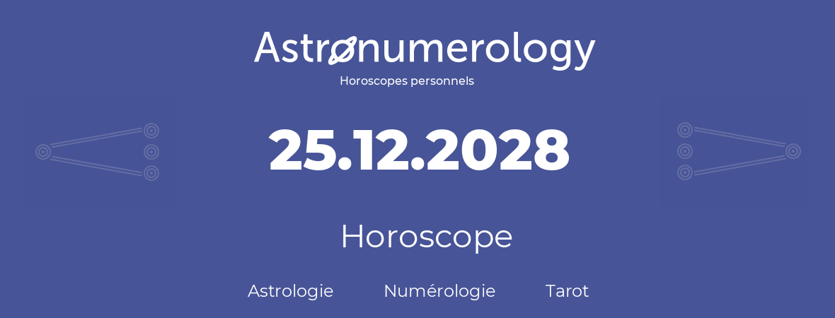 Horoscope pour anniversaire (jour de naissance): 25.12.2028 (25 Décembre 2028)