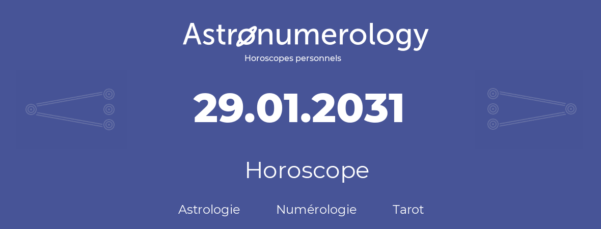 Horoscope pour anniversaire (jour de naissance): 29.01.2031 (29 Janvier 2031)