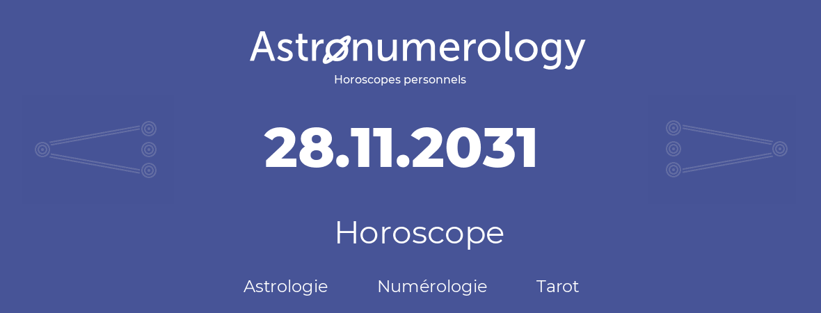 Horoscope pour anniversaire (jour de naissance): 28.11.2031 (28 Novembre 2031)