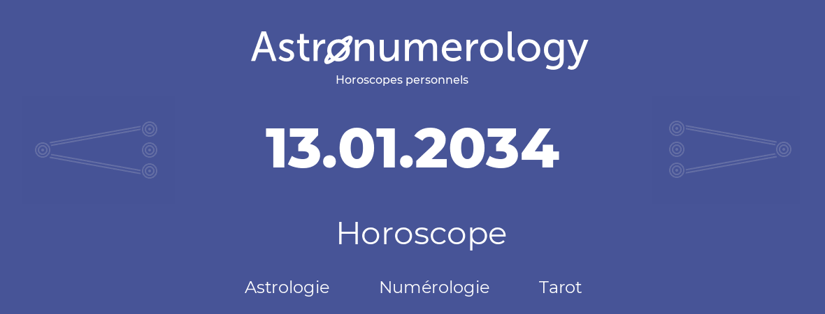 Horoscope pour anniversaire (jour de naissance): 13.01.2034 (13 Janvier 2034)