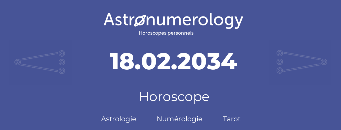 Horoscope pour anniversaire (jour de naissance): 18.02.2034 (18 Février 2034)