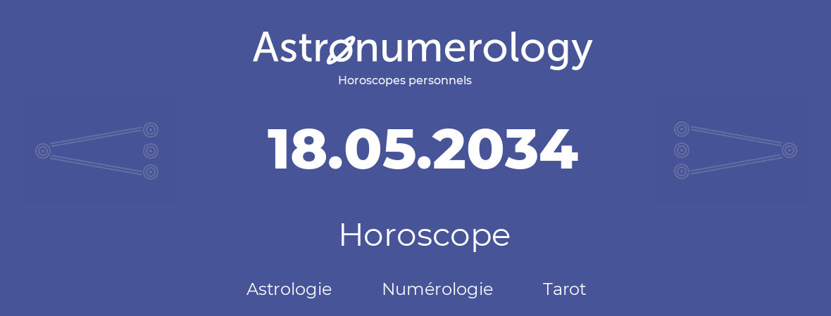 Horoscope pour anniversaire (jour de naissance): 18.05.2034 (18 Mai 2034)