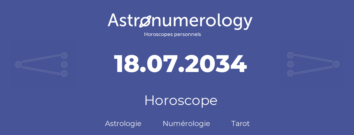 Horoscope pour anniversaire (jour de naissance): 18.07.2034 (18 Juillet 2034)