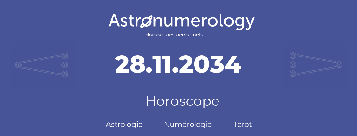 Horoscope pour anniversaire (jour de naissance): 28.11.2034 (28 Novembre 2034)