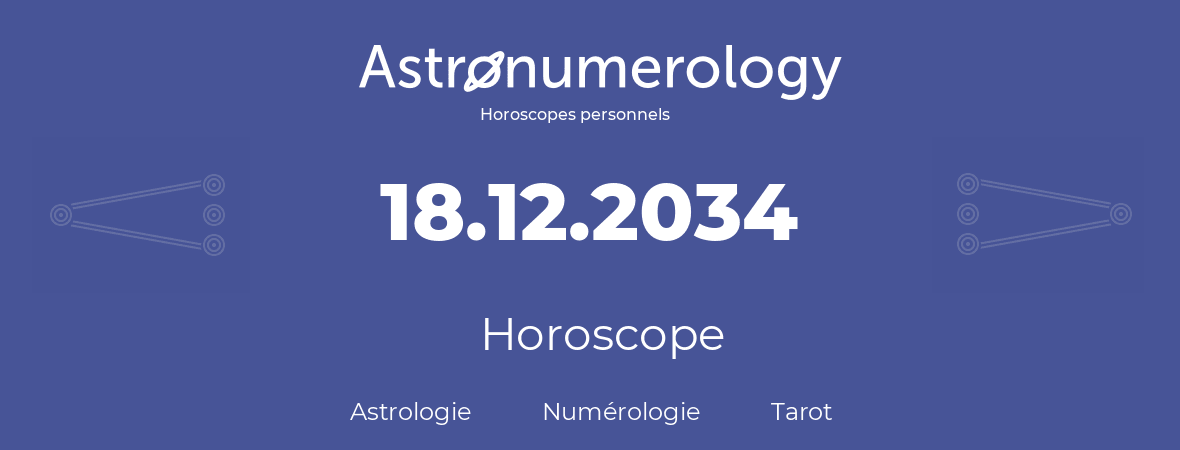 Horoscope pour anniversaire (jour de naissance): 18.12.2034 (18 Décembre 2034)