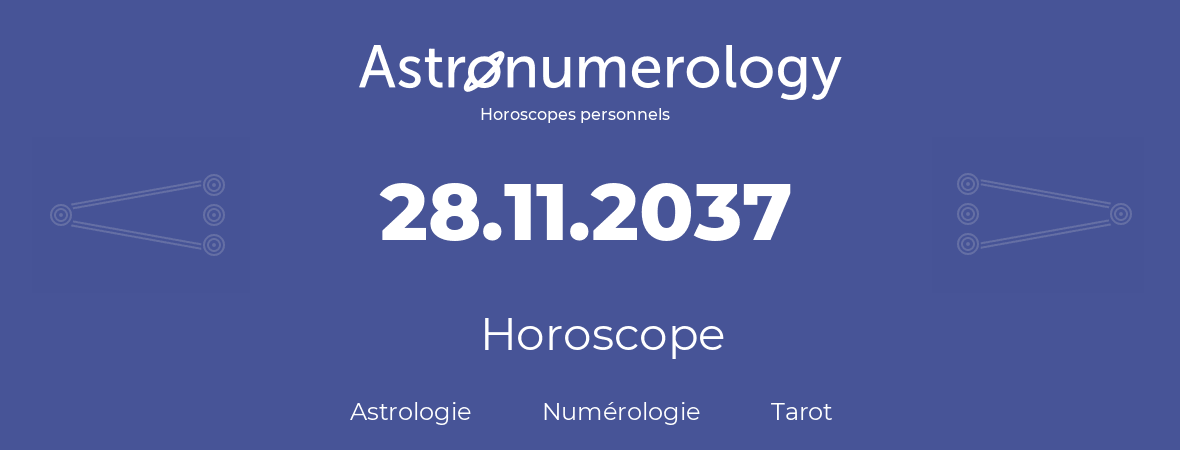 Horoscope pour anniversaire (jour de naissance): 28.11.2037 (28 Novembre 2037)