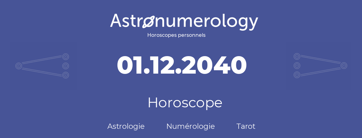 Horoscope pour anniversaire (jour de naissance): 01.12.2040 (01 Décembre 2040)