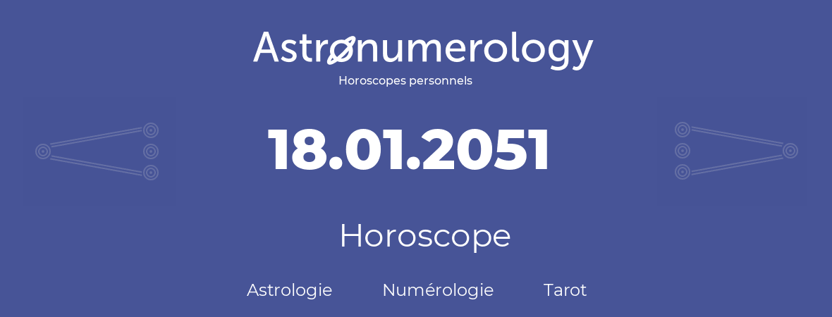 Horoscope pour anniversaire (jour de naissance): 18.01.2051 (18 Janvier 2051)