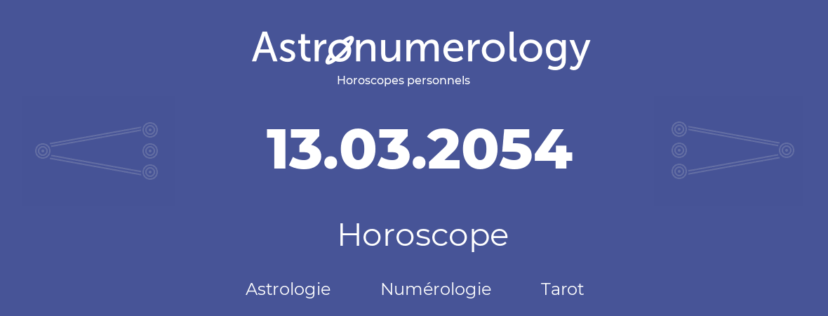 Horoscope pour anniversaire (jour de naissance): 13.03.2054 (13 Mars 2054)