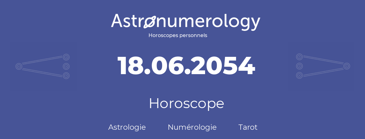 Horoscope pour anniversaire (jour de naissance): 18.06.2054 (18 Juin 2054)