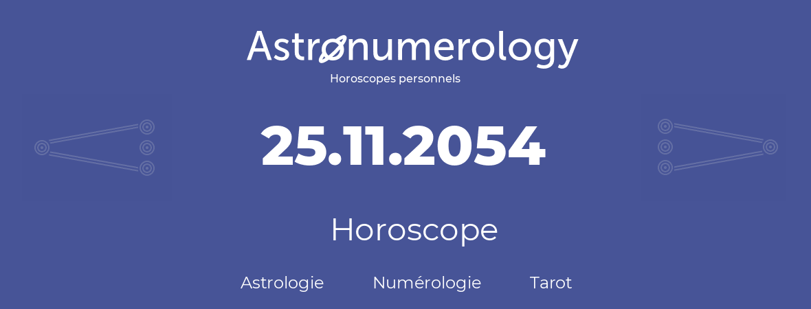 Horoscope pour anniversaire (jour de naissance): 25.11.2054 (25 Novembre 2054)