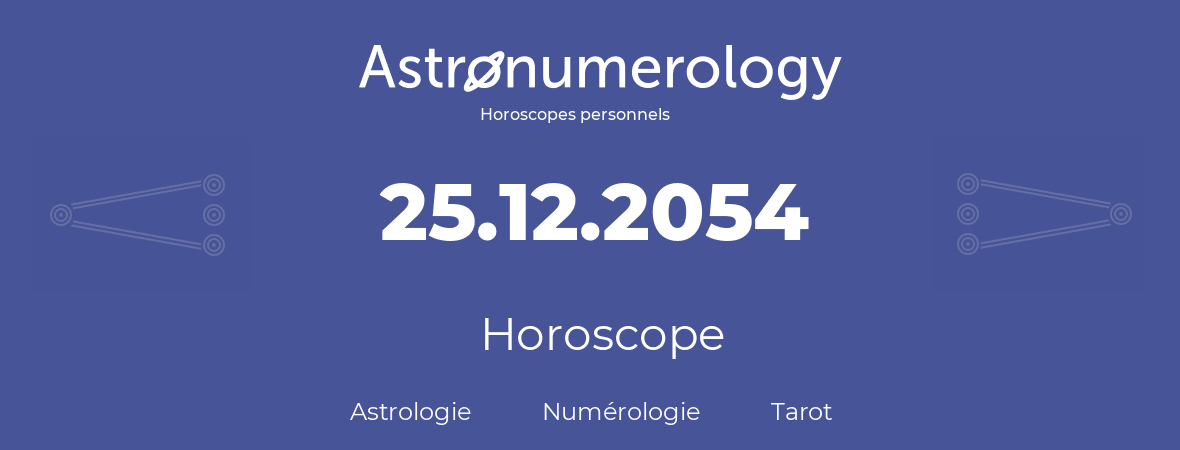 Horoscope pour anniversaire (jour de naissance): 25.12.2054 (25 Décembre 2054)