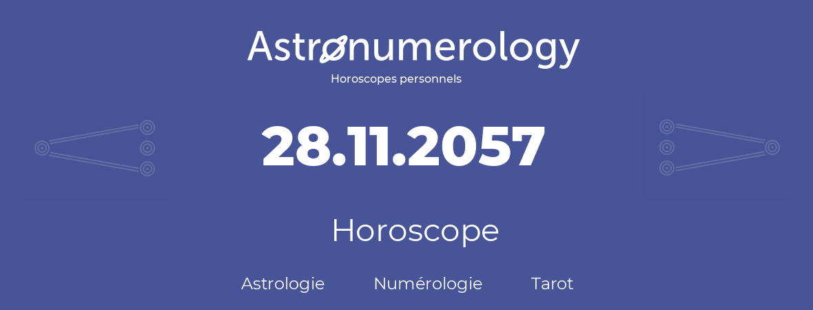Horoscope pour anniversaire (jour de naissance): 28.11.2057 (28 Novembre 2057)