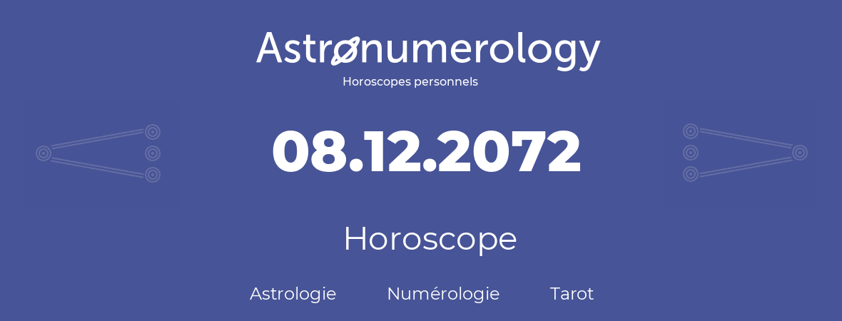 Horoscope pour anniversaire (jour de naissance): 08.12.2072 (8 Décembre 2072)