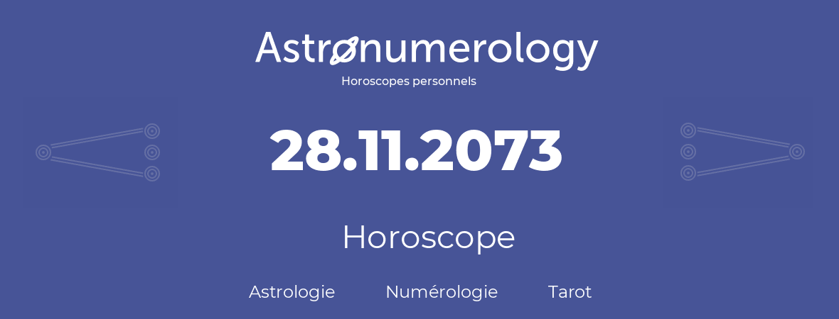 Horoscope pour anniversaire (jour de naissance): 28.11.2073 (28 Novembre 2073)