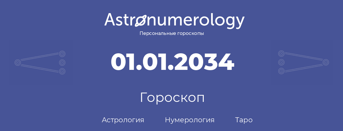 гороскоп астрологии, нумерологии и таро по дню рождения 01.01.2034 (1 января 2034, года)